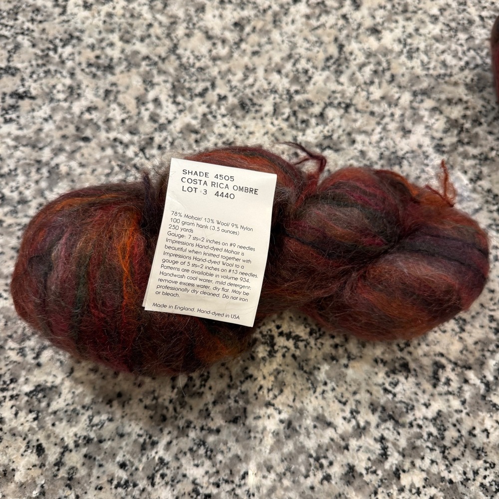 Brunswick Impressions Hand Dyed Mohair Yarn Costa Rica Ombre 4505 6 Hanks - Picture 2 of 3